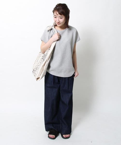 coen（コーエン）の「【5/18「ヒルナンデス！」放映】ワッフルTシャツ（Tシャツ/カットソー・レディース・オフホワイト/グレー/オレンジ系その他/ネイビー・FREE）」の17枚目の写真