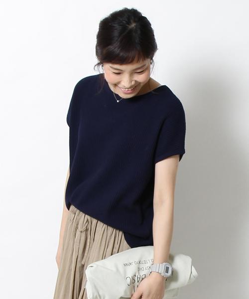 coen（コーエン）の「【5/18「ヒルナンデス！」放映】ワッフルTシャツ（Tシャツ/カットソー・レディース・オフホワイト/グレー/オレンジ系その他/ネイビー・FREE）」の22枚目の写真