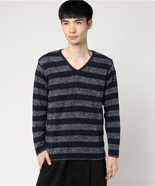 【WEB店限定】【セレクト】ボーダーミル天竺 VネックT 【WEB店限定】【セレクト】ボーダーミル天竺 VネックT