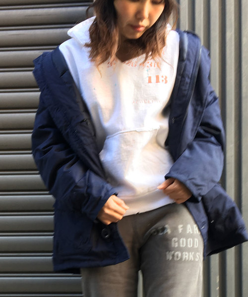 GREEN BOWL（グリーンボウル）の「GREEN BOWL Damage Sweat Parka/グリーンボウルダメージスウェットパーカー（パーカー・メンズ・ホワイト/杢グレー・S/M/L）」の2枚目の写真