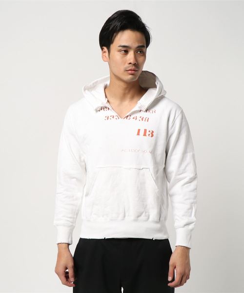 GREEN BOWL（グリーンボウル）の「GREEN BOWL Damage Sweat Parka/グリーンボウルダメージスウェットパーカー（パーカー・メンズ・ホワイト/杢グレー・S/M/L）」の6枚目の写真