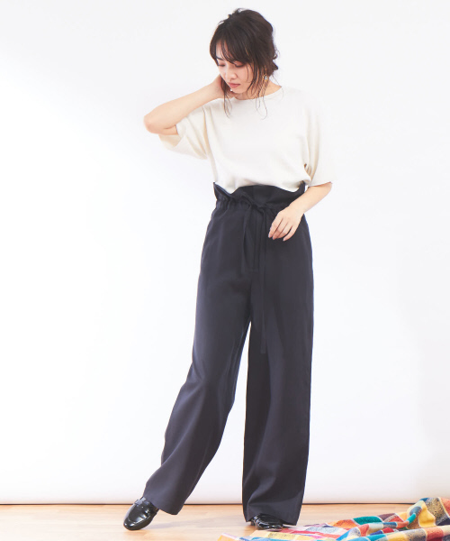 Abahouse Devinette（ドゥヴィネット）の「ハイウエストドローストリングスパンツ（その他パンツ・レディース・ダークネイビー/ベージュ・FREE）」の6枚目の写真
