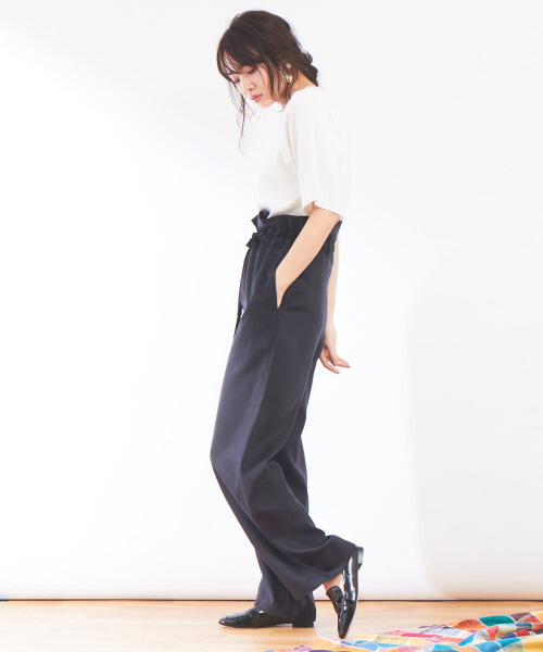 Abahouse Devinette（ドゥヴィネット）の「ハイウエストドローストリングスパンツ（その他パンツ・レディース・ダークネイビー/ベージュ・FREE）」の5枚目の写真