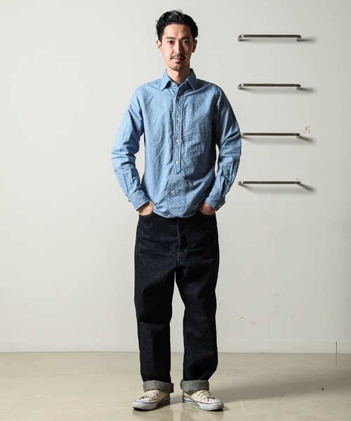 Nigel Cabourn（ナイジェルケーボン）の「Nigel Cabourn/BRITISH OFFICERS SH（シャツ/ブラウス・メンズ・ブルー/オレンジ/ホワイト・48/44/46）」の11枚目の写真