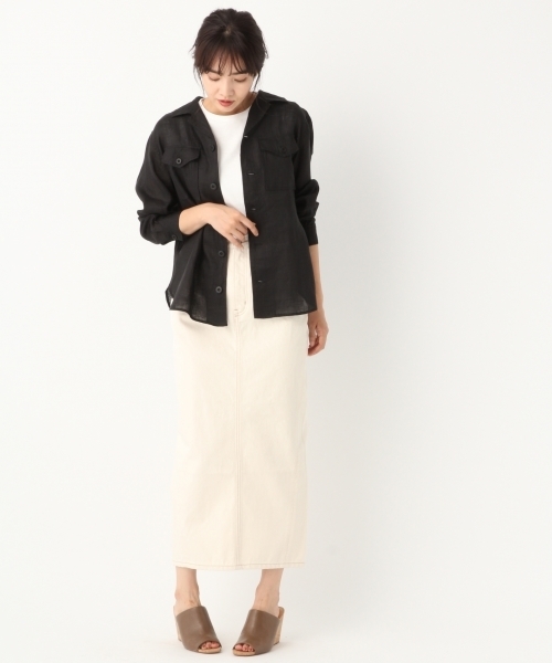 A part by（アパートバイ）の「リネンサファリシャツジャケット7S 800118（シャツ/ブラウス・レディース・ブラック/ベージュ/カーキ・FREE）」の4枚目の写真