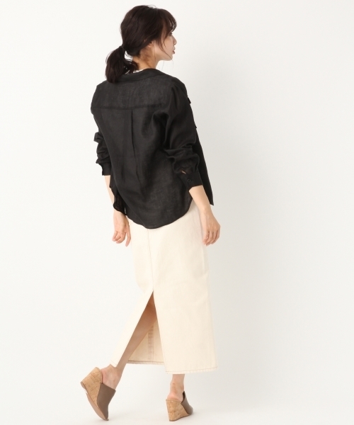 A part by（アパートバイ）の「リネンサファリシャツジャケット7S 800118（シャツ/ブラウス・レディース・ブラック/ベージュ/カーキ・FREE）」の5枚目の写真