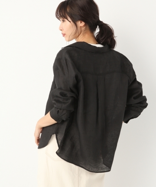 A part by（アパートバイ）の「リネンサファリシャツジャケット7S 800118（シャツ/ブラウス・レディース・ブラック/ベージュ/カーキ・FREE）」の7枚目の写真