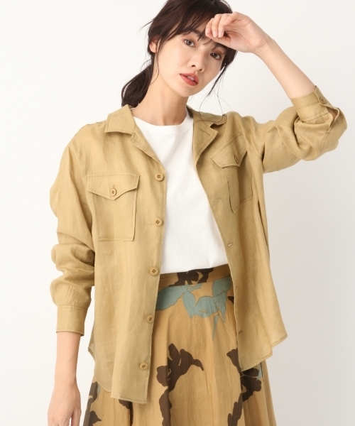 A part by（アパートバイ）の「リネンサファリシャツジャケット7S 800118（シャツ/ブラウス・レディース・ブラック/ベージュ/カーキ・FREE）」の10枚目の写真