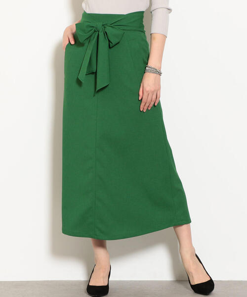 green label relaxing（グリーンレーベルリラクシング）の「NFC ウエスト ベルト フレア ロング スカート ◆（スカート・レディース・ブラウン/ケリー/ネイビー・36/38）」の2枚目の写真