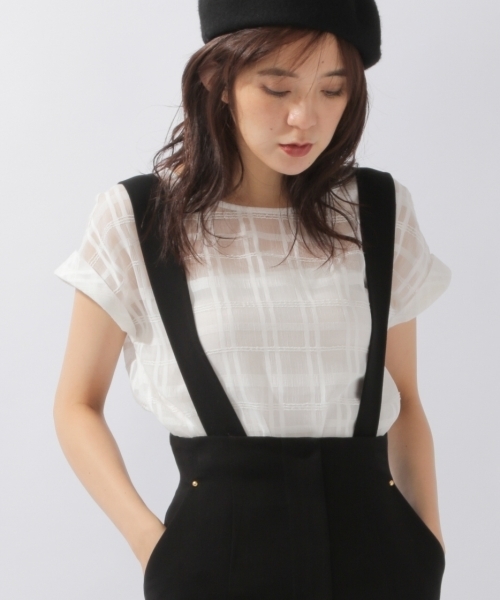 laboratory work（ラボラトリーワーク）の「シアーチェックブラウス（シャツ/ブラウス・レディース・ホワイト/ブラック/ベージュ・MEDIUM）」の2枚目の写真