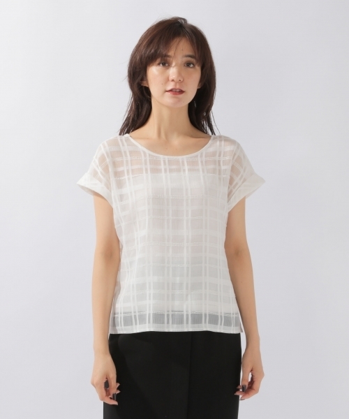 laboratory work（ラボラトリーワーク）の「シアーチェックブラウス（シャツ/ブラウス・レディース・ホワイト/ブラック/ベージュ・MEDIUM）」の7枚目の写真