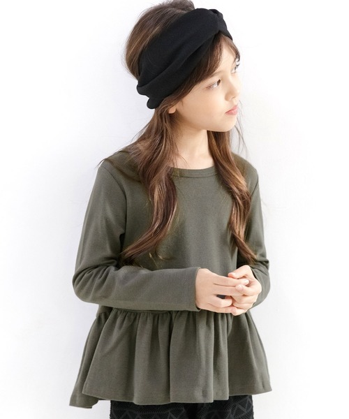 Bee des Bee(ビーデスビー)の「ペプラムトップス(Tシャツ/カットソー・キッズ・チャコール/ブラック/ブルーグレー/ラベンダー/グレイッシュベージュ/コーラルピンク/ブラウン/ブルー系その他/アイボリー/ワインレッド/ブルー系/チャコールグレー/サックスブルー/ベージュ系/ピンク系/ライトブラウン/ライラック系/グリーン系/カーキオリーブ・130cm/90cm/100cm/140cm/120cm/110cm/150cm)」の6枚目の写真