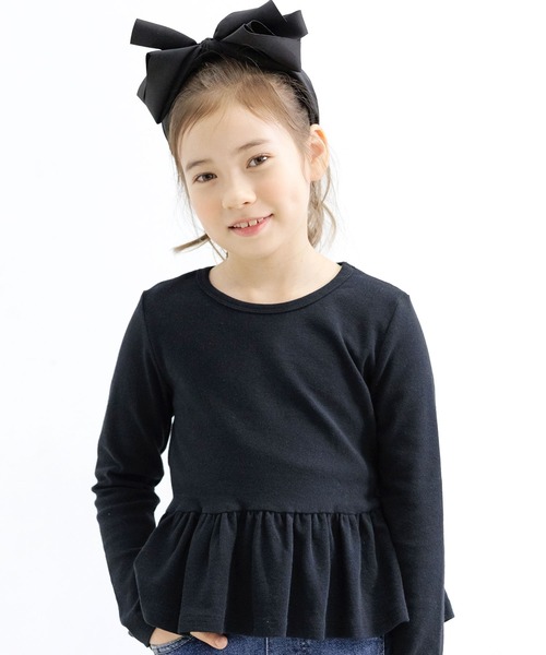 Bee des Bee(ビーデスビー)の「ペプラムトップス(Tシャツ/カットソー・キッズ・チャコール/ブラック/ブルーグレー/ラベンダー/グレイッシュベージュ/コーラルピンク/ブラウン/ブルー系その他/アイボリー/ワインレッド/ブルー系/チャコールグレー/サックスブルー/ベージュ系/ピンク系/ライトブラウン/ライラック系/グリーン系/カーキオリーブ・130cm/90cm/100cm/140cm/120cm/110cm/150cm)」の3枚目の写真