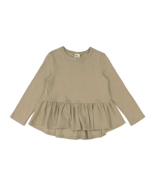 Bee des Bee(ビーデスビー)の「ペプラムトップス(Tシャツ/カットソー・キッズ・チャコール/ブラック/ブルーグレー/ラベンダー/グレイッシュベージュ/コーラルピンク/ブラウン/ブルー系その他/アイボリー/ワインレッド/ブルー系/チャコールグレー/サックスブルー/ベージュ系/ピンク系/ライトブラウン/ライラック系/グリーン系/カーキオリーブ・130cm/90cm/100cm/140cm/120cm/110cm/150cm)」の1枚目の写真