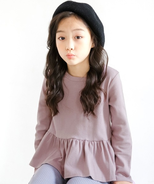 Bee des Bee(ビーデスビー)の「ペプラムトップス(Tシャツ/カットソー・キッズ・チャコール/ブラック/ブルーグレー/ラベンダー/グレイッシュベージュ/コーラルピンク/ブラウン/ブルー系その他/アイボリー/ワインレッド/ブルー系/チャコールグレー/サックスブルー/ベージュ系/ピンク系/ライトブラウン/ライラック系/グリーン系/カーキオリーブ・130cm/90cm/100cm/140cm/120cm/110cm/150cm)」の15枚目の写真