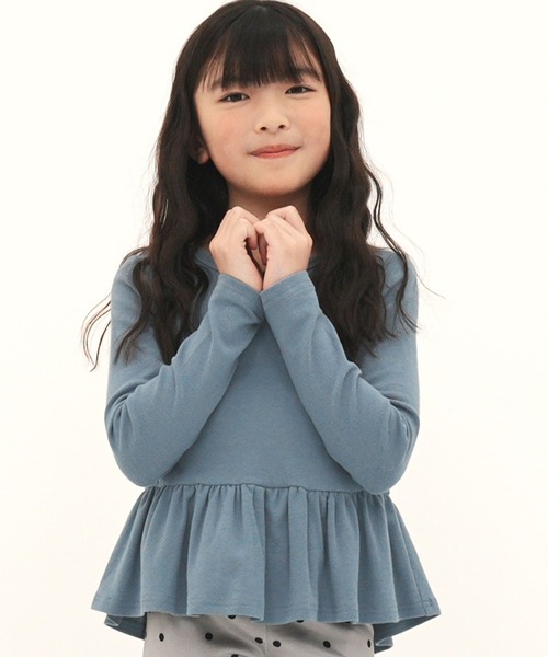 Bee des Bee(ビーデスビー)の「ペプラムトップス(Tシャツ/カットソー・キッズ・チャコール/ブラック/ブルーグレー/ラベンダー/グレイッシュベージュ/コーラルピンク/ブラウン/ブルー系その他/アイボリー/ワインレッド/ブルー系/チャコールグレー/サックスブルー/ベージュ系/ピンク系/ライトブラウン/ライラック系/グリーン系/カーキオリーブ・130cm/90cm/100cm/140cm/120cm/110cm/150cm)」の14枚目の写真