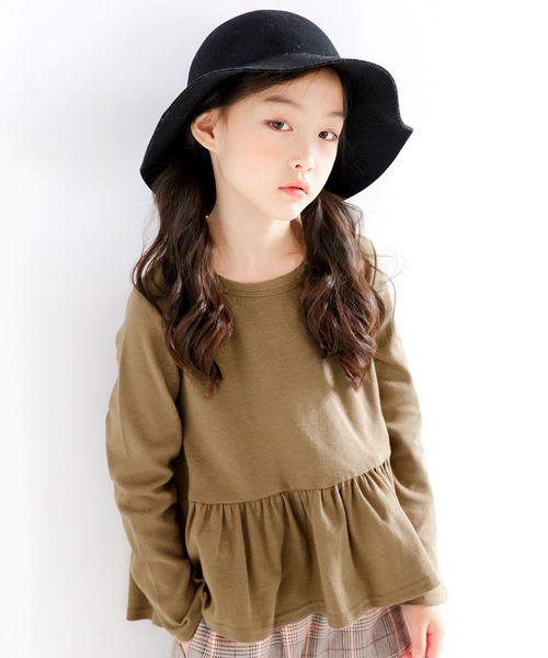 Bee des Bee(ビーデスビー)の「ペプラムトップス(Tシャツ/カットソー・キッズ・チャコール/ブラック/ブルーグレー/ラベンダー/グレイッシュベージュ/コーラルピンク/ブラウン/ブルー系その他/アイボリー/ワインレッド/ブルー系/チャコールグレー/サックスブルー/ベージュ系/ピンク系/ライトブラウン/ライラック系/グリーン系/カーキオリーブ・130cm/90cm/100cm/140cm/120cm/110cm/150cm)」の7枚目の写真