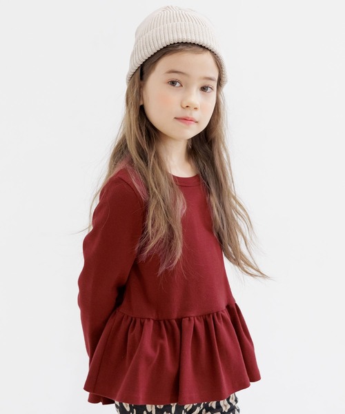 Bee des Bee(ビーデスビー)の「ペプラムトップス(Tシャツ/カットソー・キッズ・チャコール/ブラック/ブルーグレー/ラベンダー/グレイッシュベージュ/コーラルピンク/ブラウン/ブルー系その他/アイボリー/ワインレッド/ブルー系/チャコールグレー/サックスブルー/ベージュ系/ピンク系/ライトブラウン/ライラック系/グリーン系/カーキオリーブ・130cm/90cm/100cm/140cm/120cm/110cm/150cm)」の19枚目の写真