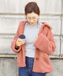 ビッグシルエット ショート丈ボアコート