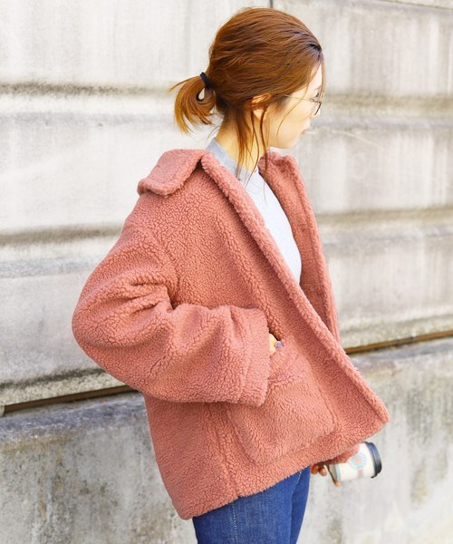 reca（レカ）の「ビッグシルエット ショート丈ボアコート（ダウンジャケット/コート・レディース・ホワイト/ベージュ/ピンク・M）」の16枚目の写真