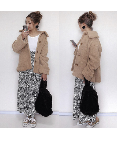 reca（レカ）の「ビッグシルエット ショート丈ボアコート（ダウンジャケット/コート・レディース・ホワイト/ベージュ/ピンク・M）」の14枚目の写真