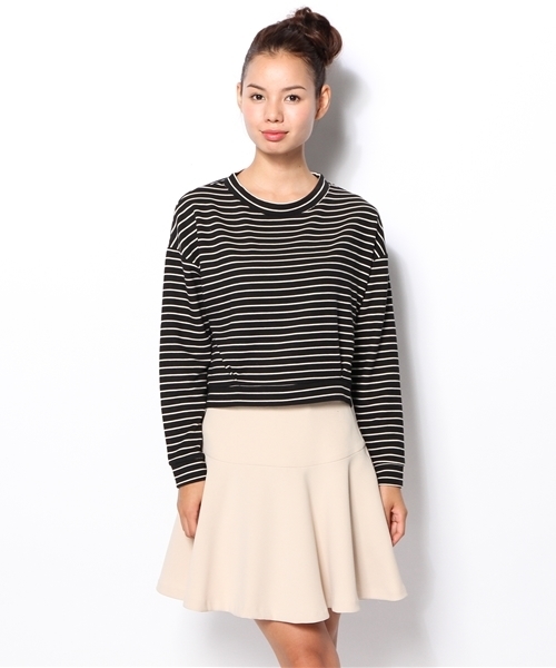 Chico(チコ)の「ボーダーハイネックTOPS(Tシャツ/カットソー・レディース・オフホワイト/スミクロ・FREE)」の3枚目の写真