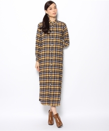 チェックロングシャツワンピース