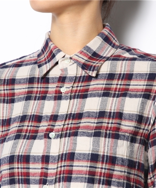 laule'a sunny side store(ラウレアサニーサイドストア)の「チェックロングシャツワンピース(シャツワンピース・レディース・ダークブラウン/ネイビー/レッド/イエロー・FREE)」の8枚目の写真