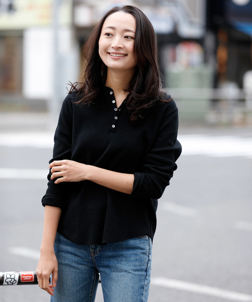 Munich（ミューニック）の「リバーサーマルヘンリーネックプルオーバー（Tシャツ/カットソー・レディース・ホワイト/ブラック/グレー/カーキ・FREE）」の3枚目の写真