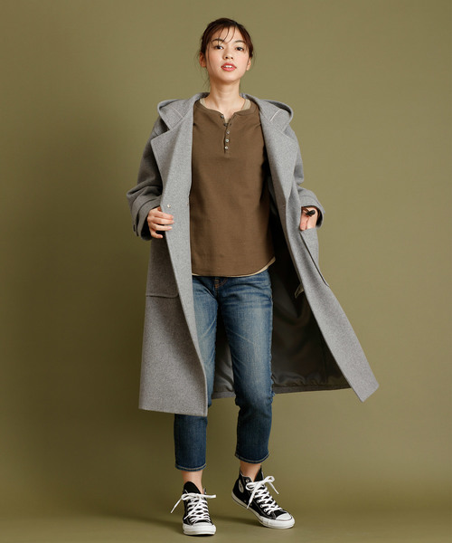 Munich（ミューニック）の「リバーサーマルヘンリーネックプルオーバー（Tシャツ/カットソー・レディース・ホワイト/ブラック/グレー/カーキ・FREE）」の19枚目の写真