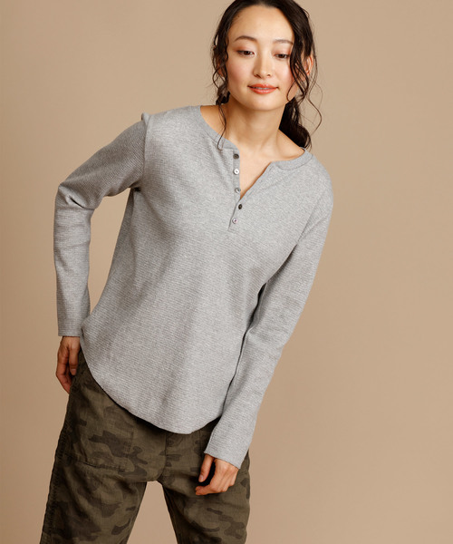 Munich（ミューニック）の「リバーサーマルヘンリーネックプルオーバー（Tシャツ/カットソー・レディース・ホワイト/ブラック/グレー/カーキ・FREE）」の12枚目の写真