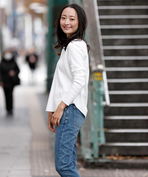 Munich（ミューニック）の「リバーサーマルヘンリーネックプルオーバー（Tシャツ/カットソー・レディース・ホワイト/ブラック/グレー/カーキ・FREE）」の9枚目の写真