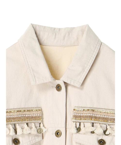 Editt by YECCA VECCA(エディットバイイェッカヴェッカ)の「コインフリンジジャケット①(ブルゾン・レディース・アイボリー/カーキ・フリー)」の17枚目の写真