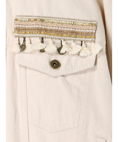 Editt by YECCA VECCA(エディットバイイェッカヴェッカ)の「コインフリンジジャケット①(ブルゾン・レディース・アイボリー/カーキ・フリー)」の14枚目の写真