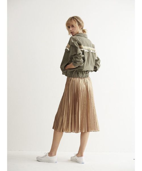 Editt by YECCA VECCA(エディットバイイェッカヴェッカ)の「コインフリンジジャケット①(ブルゾン・レディース・アイボリー/カーキ・フリー)」の2枚目の写真