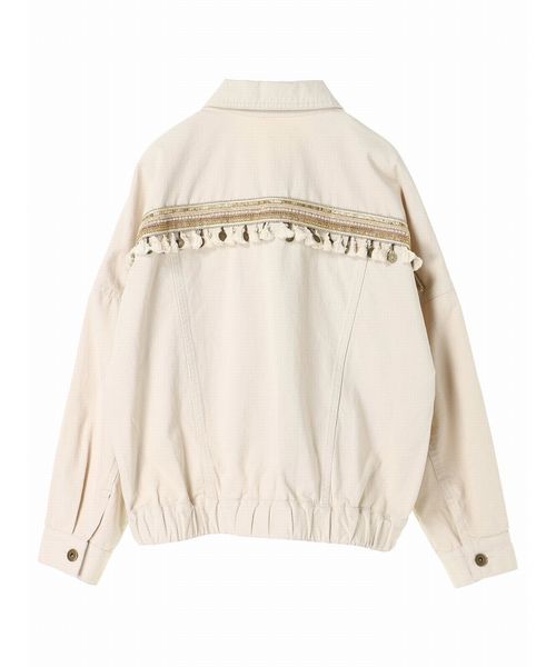 Editt by YECCA VECCA(エディットバイイェッカヴェッカ)の「コインフリンジジャケット①(ブルゾン・レディース・アイボリー/カーキ・フリー)」の3枚目の写真