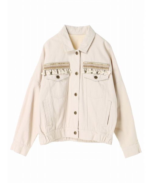 Editt by YECCA VECCA(エディットバイイェッカヴェッカ)の「コインフリンジジャケット①(ブルゾン・レディース・アイボリー/カーキ・フリー)」の11枚目の写真