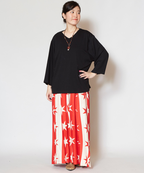 チャイハネ（チャイハネ）の「【チャイハネ】yul 薙刀袖トップス（Tシャツ/カットソー・レディース・ブラック/ブルー/ホワイト・FREE）」の7枚目の写真