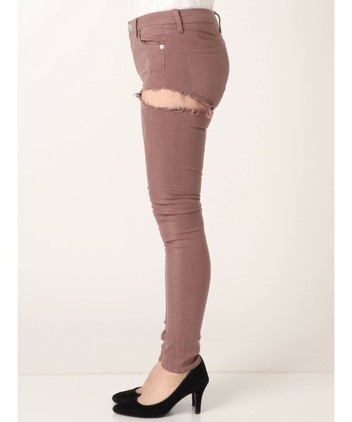 GYDA（ジェイダ）の「SIDE RIPPEDカラースキニーパンツ（その他パンツ・レディース・ブラック/ベージュ/オフホワイト/ピンク・SMALL/MEDIUM/X-SMALL）」の7枚目の写真