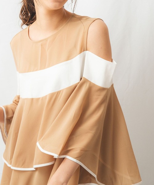 セール トップス Naracamicie ナラカミーチェ のファッション シャツ ブラウス バイカラーティアードａラインカット