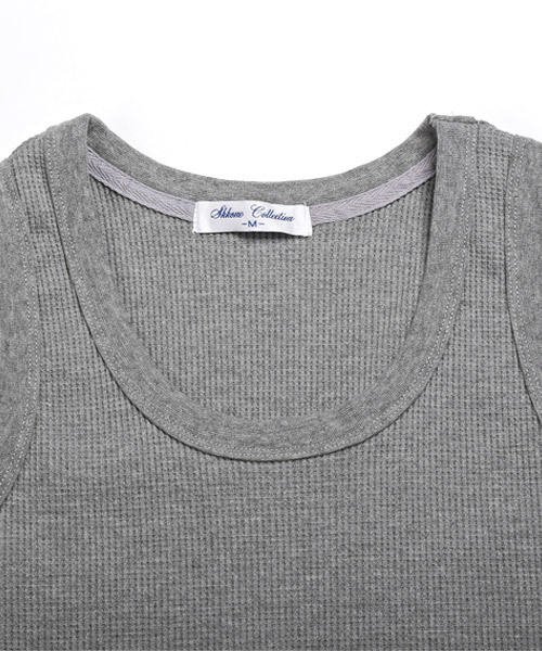 LUXSTYLE（ラグスタイル）の「ワッフルタンクトップ（タンクトップ・メンズ・ホワイト/ブラック/杢グレー・M/L）」の14枚目の写真