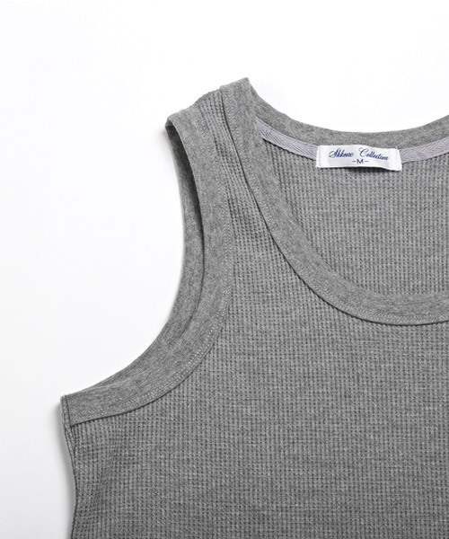 LUXSTYLE（ラグスタイル）の「ワッフルタンクトップ（タンクトップ・メンズ・ホワイト/ブラック/杢グレー・M/L）」の15枚目の写真