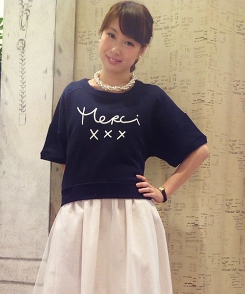 Chico（チコ）の「Merci TOPS（Tシャツ/カットソー・レディース・ホワイト/グレー/ネイビー・FREE）」の3枚目の写真