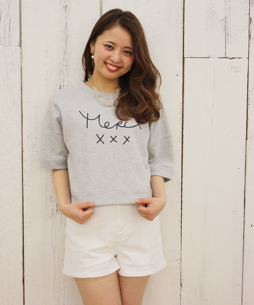 Chico（チコ）の「Merci TOPS（Tシャツ/カットソー・レディース・ホワイト/グレー/ネイビー・FREE）」の2枚目の写真