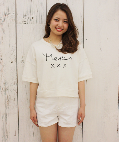 Chico（チコ）の「Merci TOPS（Tシャツ/カットソー・レディース・ホワイト/グレー/ネイビー・FREE）」の4枚目の写真