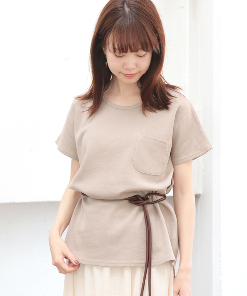 SESTO（セスト）の「ワッフルカットソー（Tシャツ/カットソー・レディース・ブラック/ベージュ/オフホワイト・M）」の3枚目の写真