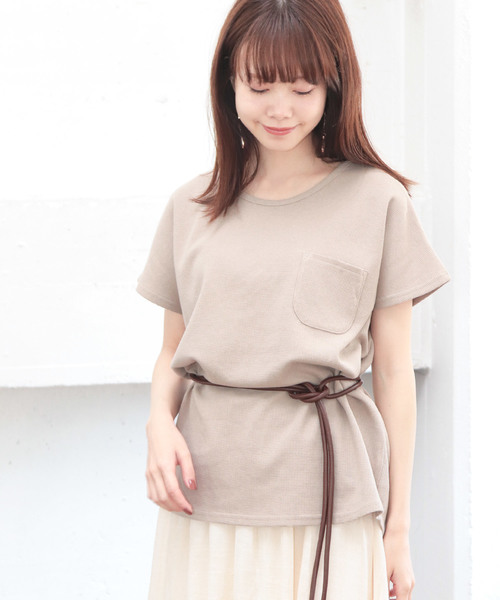 SESTO（セスト）の「ワッフルカットソー（Tシャツ/カットソー・レディース・ブラック/ベージュ/オフホワイト・M）」の7枚目の写真