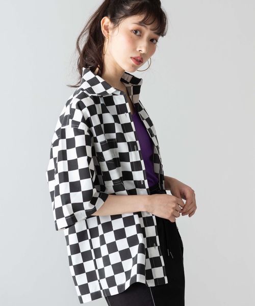 WEGO(ウィゴー)の「WEGO/ステッチダブルポケットシャツ(シャツ/ブラウス・レディース・ブラック/パープル/ブラック系その他2・FREE)」の1枚目の写真