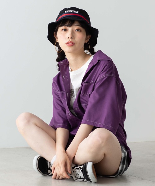 WEGO(ウィゴー)の「WEGO/ステッチダブルポケットシャツ(シャツ/ブラウス・レディース・ブラック/パープル/ブラック系その他2・FREE)」の7枚目の写真