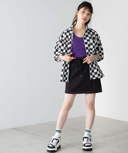 WEGO(ウィゴー)の「WEGO/ステッチダブルポケットシャツ(シャツ/ブラウス・レディース・ブラック/パープル/ブラック系その他2・FREE)」の14枚目の写真